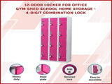 12-Door Locker for Office Gym Shed School Home Storage - 4-Digit Combination Lock V63-838921