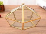 Nodic Pentagon Shape Geometric Transparent Glass Flower Room Glass Ring Box Wedding Ring Jewelry Box V1294-YM0717-10098972