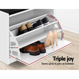 Artiss Shoe Rack Cabinet Bench 15 Pairs White Kyla FURNI-O-SHOE-BEN01-WH