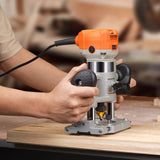 Wood Router, 1.25HP 800W, Compact Wood Trimmer Router Combo Tool with Plunge and Fixed Base, V952-YXKXBJ710W65AH7WLV3
