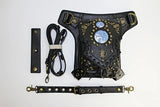 Steampunk-style Adjustable Waist Bag Retro Chains and Rivets Decoration, PU Leather Multi-function V1232-PKKB001