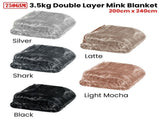 750gsm 3.5kg Double Layer Faux Mink Blanket Queen 200x240 cm Black V442-YTL-BLANKET-750GSMPLAIN-BLACK-QS