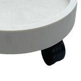 Flower Pot Tray Wheels Round Shape Removable Rotating Wheels Plant Stand for Balcony White 40 V1294-YM0706-3111230247712