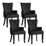 4x Artiss Dining Chairs Velvet French Provincial Armchair Black UPHO-D-DIN116-VEL-BKX4