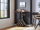 14-Bottle Floor Standing Wine Rack with 4 Glass Hanging Holder and Wooden Table Top Heavy Duty V888-ELOSUNG52748