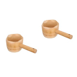 Bamboo Water Ladle Yellow Multipurpose Home and Outdoor Use 2Pcs V1366-AZ2-W-21149