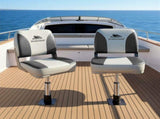 Seamanship 2X Folding Boat Seats with 2X Adjustable Pedestals 3446cm Marine Swivel Low Back 13cm BS-86202-GC-40-3446X2