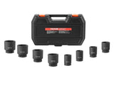 Axle Nut Impact Socket Set, 3/4" Drive Deep 6-Point 8-Piece SAE Spindle Nut Socket Set, CR-MO Heat V952-ZLMTTCZLM34693CRKV0