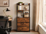 Levede Bedside Table with Charging Station 3 Drawer RGB Light Night Stand Brown NI1101-BR-AU