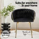 1 Set of 2 Artiss Dining Chairs Velvet Armchair Black UPHO-C-DIN-01-VEL-BKX2