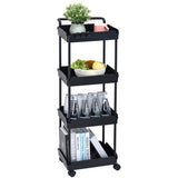 VEVOR 4-Tier Kitchen Rolling Cart Basket Utility Cart on Wheel with Handle Black V952-DGNTCHS4CLKSH4R74V0
