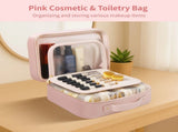 Pink Large-Capacity Stylish Cosmetic & Toiletry Bag for Women,12.2" Long-lasting Waterproof PU V1192-AZ-W-18222