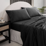 Royal Comfort Vintage Washed 100 % Cotton Sheet Set Single - Charcoal ABM-10002569