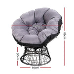 Gardeon Outdoor Lounge Setting Furniture Wicker Papasan Chairs Table Patio Grey ODF-PAPASAN-TBCHX2-GE