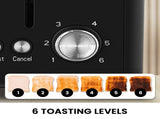 Pronti Silver Noir Collection 4 Slice Toaster with Dual Controls TSR-T02-GST-BK