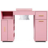 Pink Manicure Table with Electric Dust Collector and Storage, 108x45x77cm V178-59326