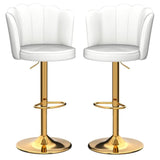 SERENIT Swivel Bar Stools Bar Height Set of 2 Adjustable Upholstered Counter Barstool Velvet Bar V255-SP2311-WHITE