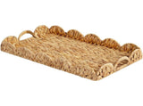 Handmade Wicker Edge Serving Tray, Rectangle Tray with Built-in Handles, Hand-Woven V1192-AZ-W-33957