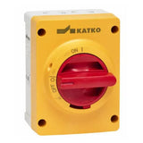 Katko Isolator Switch 3 Pole 25A Polycarbonate Yellow/Red Handle KEM325YRM2 V1202-V1-KATKEM325YRM2