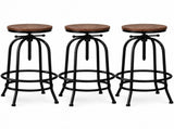 Artiss 3x Bar Stool Backless Swivel Counter Barstools 70-90cm Seat Height Adjustable Industrial BA-TW-V17-T14134-BKX3