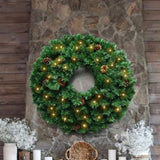 Christabelle 61cm Christmas Wreath Yuletide Glow with Pine Cones and LED Lights Front Door Dec WRH-SJ3-24I