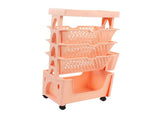 Movable Book Rack Large Capacity 5 Layer Thickened Rollers Multifunctional Movable Bookshelf for V1294-YM0901-3116230009812