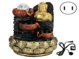 Desktop Buddha Statue Fountain Flowing Water Ornament with Light and Ball Resin Landscape V1294-YM0901-3111200176011