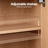 Artiss Buffet Sideboard Hutch Storage Cabinet Kitchen Cupboard Hooks Rattan Pine FURNI-C-RAT-SID180-WD-ABC