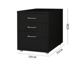 Levede 3 Drawer Office Drawers Cabinet Black HO0401-BK_NZ