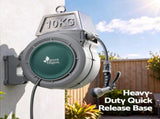 Green Fingers 10m Retractable Water Hose Reel, Wall Mounted Garden Hose 9-Pattern Nozzle HR-WA-AUTO-QU-10M