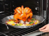 Stainless Steel Chicken Roaster Rack with Removable Turkey Roasting Pan Vertical Poultry Roaster V1366-AZ2-W-13018