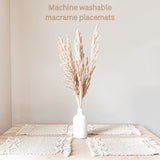 Placemats Set of 4 - Handmade Cotton Woven Boho Placemats - Modern Farmhouse Fringe Placemats for V1370-AZ4-01020
