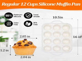 Silicone Regular Size Muffin Pan 12 Cups & Jumbo Muffin Pan with Metal Reinforced Frame V1258-DP02-C-26