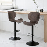 Artiss 2x Bar Stools Kitchen Swivel Gas Lift Counter Chair Wing PE Rattan Brown BA-K-1004-BRX2
