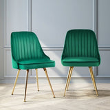 Artiss Dining Chairs Set of 2 Velvet Channel Tufted Green UPHO-D-DIN203C-VEL-GNX2