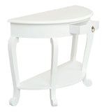 Emilie Cabriole Leg 1 Drawer Half Round Entry Table - White V199-ST001HRCLWH
