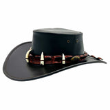 Jacaru 110 Croc Hunter Outback Hat with Real Crocodile Headband - Brown V563-110-BROWN-L