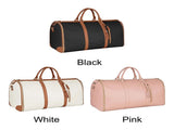 2-in-1 Foldable PU Leather Travel Bag, Convertible Suitcase, Travel Garment Bag for Women White V1188-TR101-11175-3
