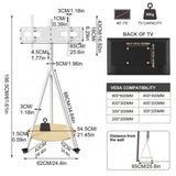 Movable Tripod Floor TV Stand with Wheels & Shelf for 40-75 Inch TVs - Height Adjustable V767-U-Z1998-WT