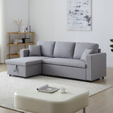 Multifunctional Sofa Bed Fabric Upholstery Chaise Section Comfy Cushions Armrests V43-SOF-SWK-GR
