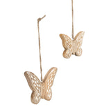 Set 2 Handcrafted Hanging Butterflies 18cm, 15cm V637-50541BTF