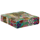 Patchwork Pouffe Square Cotton Handmade 50x50x12 Cm Green 43_246576