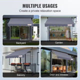 VEVOR Manual Retractable Awning, 3m Outdoor Retractable Awning Sunshade Shelter, Adjustable V952-SSSZYPHSLZS1578CSV0