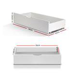 Artiss 2x Bed Frame Storage Drawers Trundle White WBED-D-DRAW03-WHX2