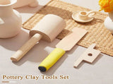 3 Pieces Pottery Clays Set Includes Wooden Paddles Sculpture Pad Bevel Cutter for Angle Cutting V1259-DP01-A-1209