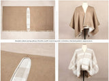 Beige and Brown Women Plaid Poncho Shawl Wrap - Faux Cashmere Reversible Cape Scarf with Fringe V888-ELOSUNG53113