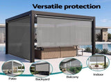 Instahut 3X2.5M HDPE Straight Drop Awning Outdoor Roller Blind Shade Screen Grey AWN-B-DOWN-HDPE-30-GR