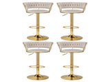 Artiss 4x Bar Stools Gas Lift Velvet Woven Backrest Ivory BA-K-1006-IVX4