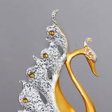 2PCS Peacock Ornaments Natural Resin Desktop Peacock Sculpture for Wine Cabinet TV Cabinet Home Gold V1294-YM0626-3115220162113