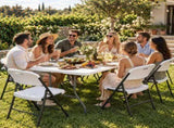 Gardeon 9PCS Outdoor Dining Set 180CM Folding Table and Chairs Patio Furniture White ODF-DIN-180PPCH-9PC-WH